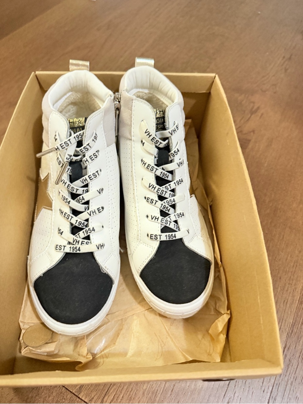 Vintage Havana White and Black High-Top Sneakers